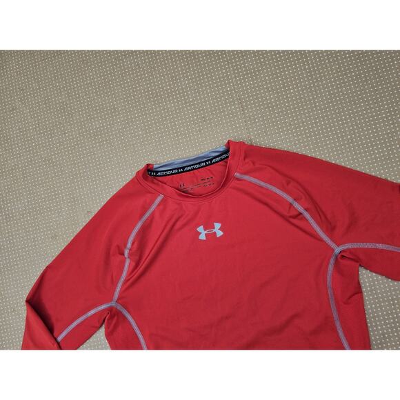 Under Armour HeatGear Compression Red Long Sleeve Athletic Shirt Mens Medium - Picture 2 of 6